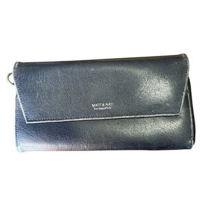 MATT & NAT Black Vegan Leather Wallet Wristlet *Missing wrist strap